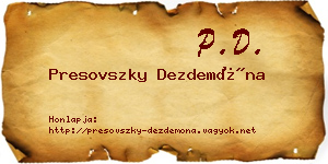 Presovszky Dezdemóna névjegykártya